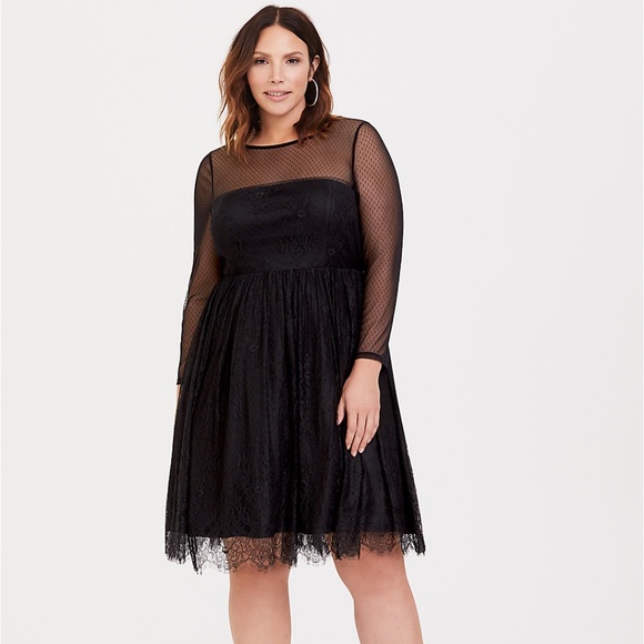 torrid black lace skater dress